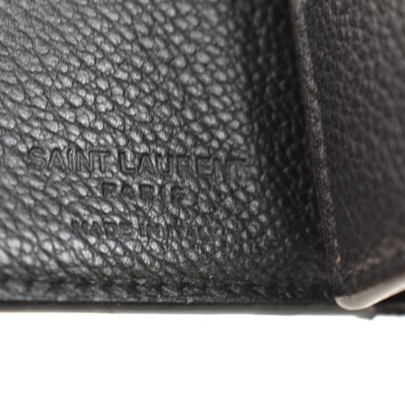 SAINT LAURENT Black Leather & Logo Small Wallet mn - Picture 8 of 9